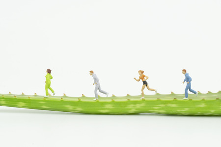 miniature people running