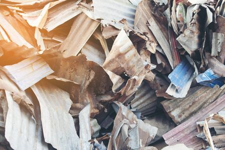 pile of scrap metal for recycledの写真素材