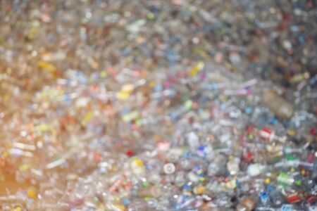 pile used plastic bottles  for recycling,blur focusの写真素材