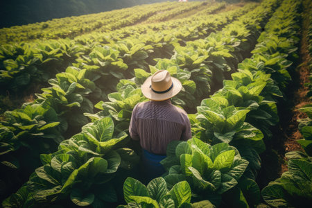 labor working in tobacco farmland,generative aiの素材