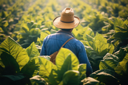 labor working in tobacco farmland,generative aiの素材