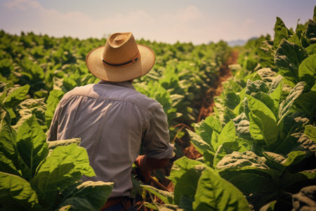 labor working in tobacco farmland,generative aiの素材