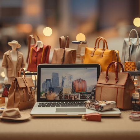 Fashion market in laptop. Online shop on web site. shopping online concept.Generative aiの素材