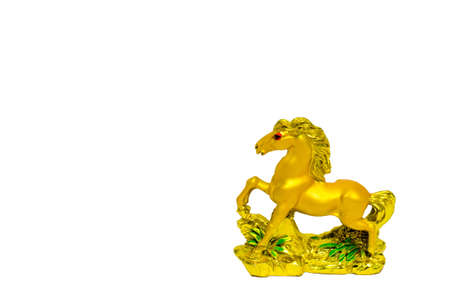 Golden horse on a white background の写真素材