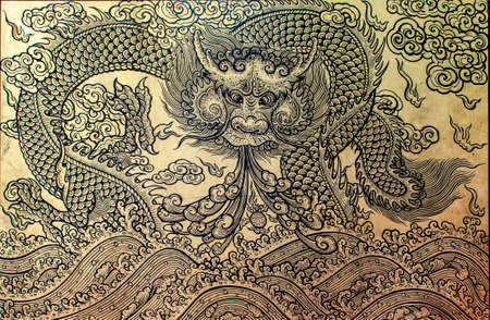 The old pattern of dragonの写真素材