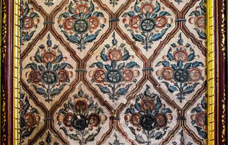 Thailand temple pattern thai mural on church wallのeditorial素材