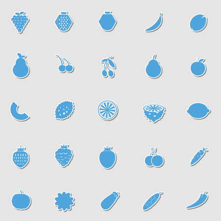 Vegetables and Fruits icon setのイラスト素材