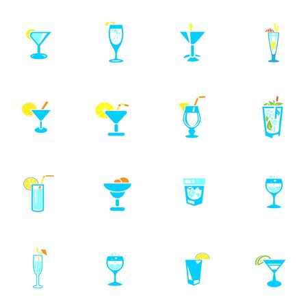 Drink icons set for design work, vector illustrationのイラスト素材