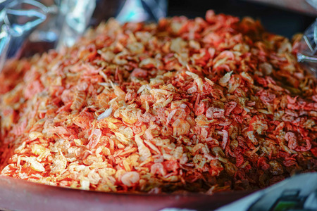 dried shrimp at thai marketの写真素材