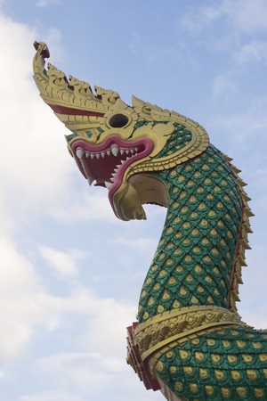 King of Nagas , serpent in Thailand and blue backgroundの写真素材