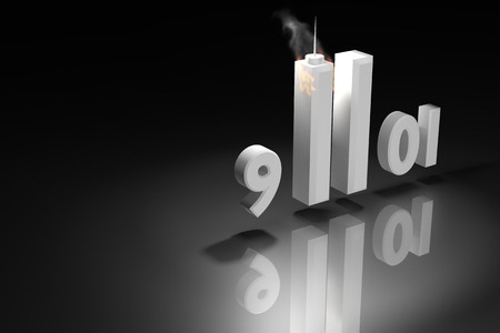 Abstract 3D rendering illustration : World Trade Center twin tower buildings for September 11 2001,...