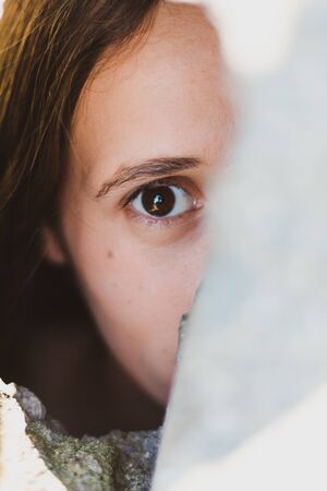 beautiful and clear eyes of a girlの写真素材