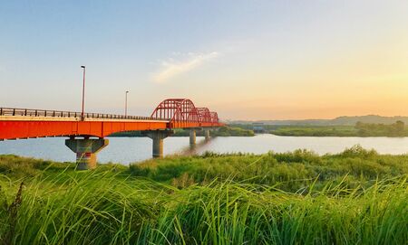 Tone river in the nice eveningの写真素材