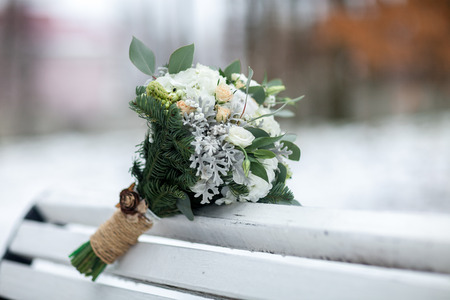 wedding bouquet on a light backgroundの写真素材