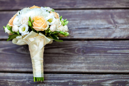 bouquet on a wooden backgroundの写真素材
