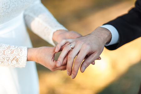 Bride hands close-up. Wedding ceremonyの写真素材