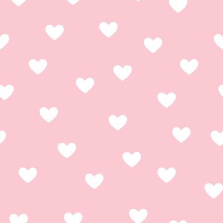 Cute white hearts on pink background. Seamless repeat pattern, perfect for valentines day...