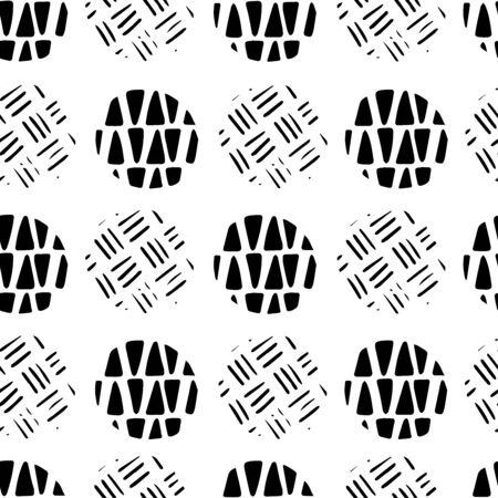 Modern geometric dot seamless texture in black and white. Seamless repeat pattern, perfect for textile, wallpaper and interior design projects. Vector illustration.の写真素材