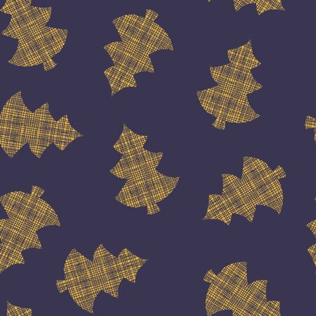 Golden texture christmas trees on gray, blue background. Winter holiday seamless, repeat pattern. Perfect for wrapping, wallpaper and christmas decoration.のイラスト素材
