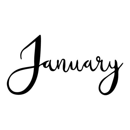 Hand drawn calligraphy lettering month January. Handwritten phrase for invitation card, calendar, banner, poster, flyer or greeting card. Vector illustration.のイラスト素材