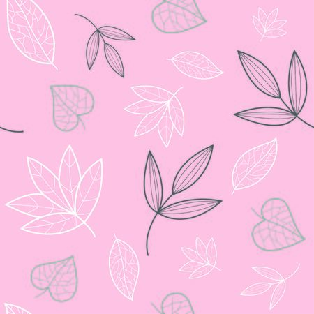 Pink, white green floral leaves seamless pattern. Great for modern wallpaper, backgrounds, invitations, packaging design projects. Surface pattern design. Vectorのイラスト素材
