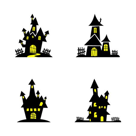 Halloween haunted house cartoon vector illustration graphic designのイラスト素材