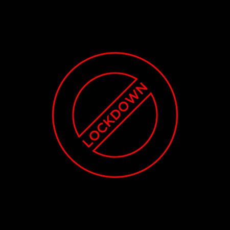 vector logo design lockdown. locking icon. in red. and black background