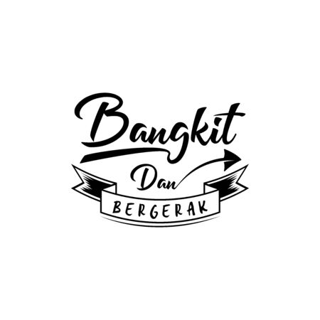 "Rise Up" written in Indonesian. Vector motivational phrase. Hand-drawn letterのイラスト素材