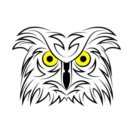 Tribal owl head. Tattoo designs. can be used to design t-shirts, bags, postcards, posters and so on.のイラスト素材