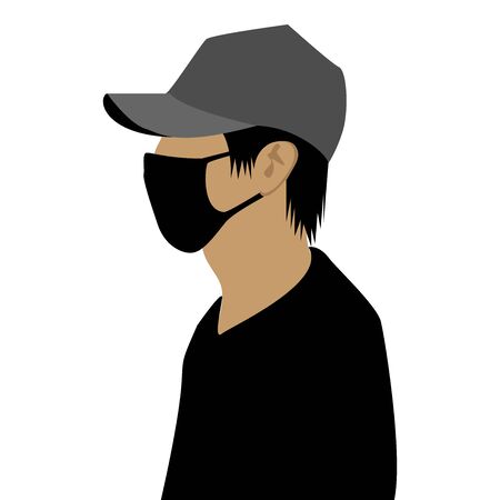 illustration of people wearing masks to prevent dirt and viruses from entering the respiratory tractのイラスト素材