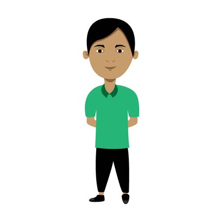 Flat vector illustration of a handsome boy with white skin. Cartoon character.のイラスト素材