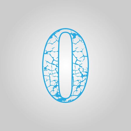 number 0 with lightning motif, logo number crack effectのイラスト素材