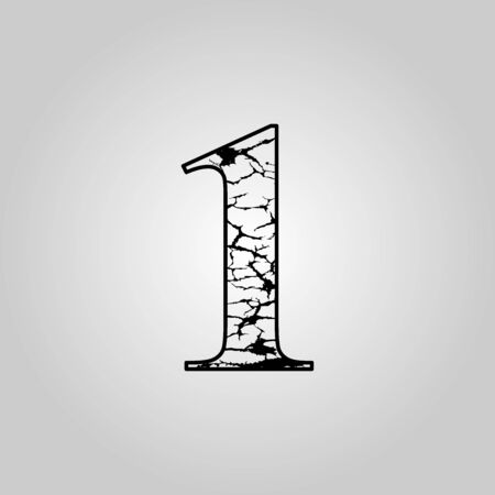 number 1 with lightning motif, logo number crack effectのイラスト素材