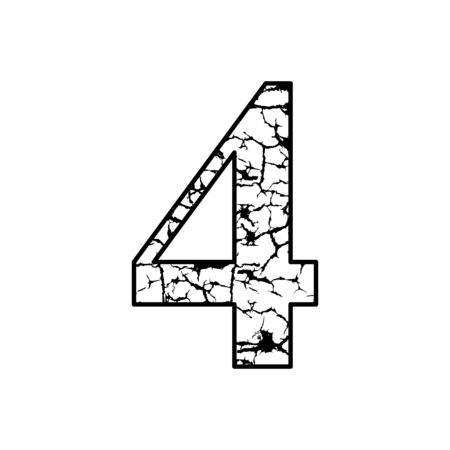 number 4 with lightning motif, logo number crack effectのイラスト素材