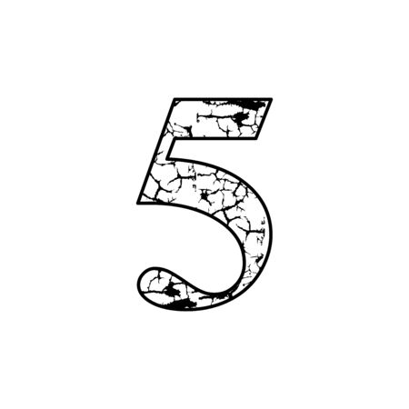 number 5 with lightning motif, logo number crack effectのイラスト素材