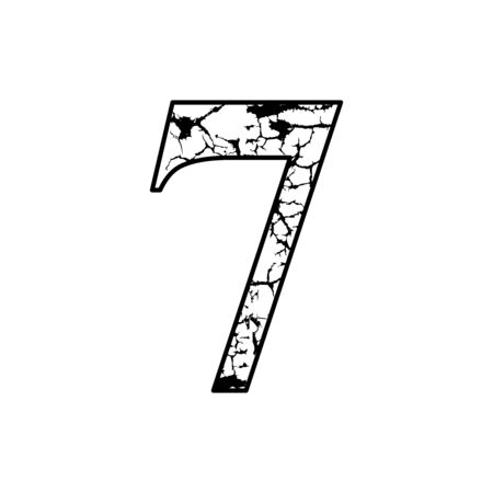 number 7 with lightning motif, logo number crack effect
