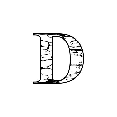 the letter logo D, with lightning motif, cracking effect, unique letteringのイラスト素材