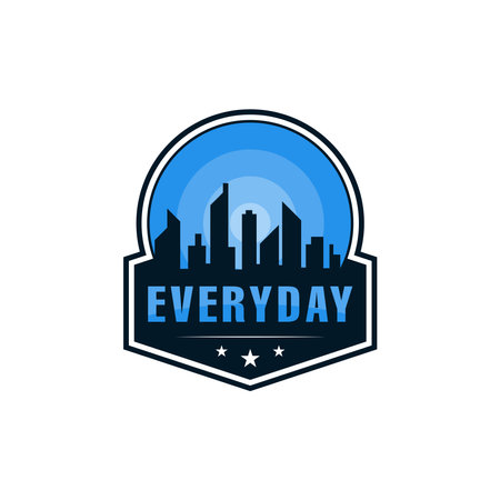 everyday logo, with sun, mountain, etcのイラスト素材