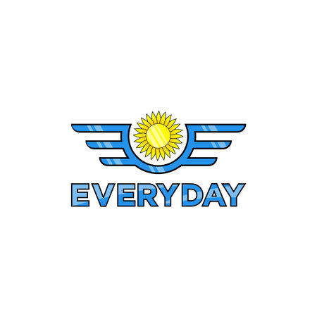 everyday logo, with sun, mountain, etcのイラスト素材
