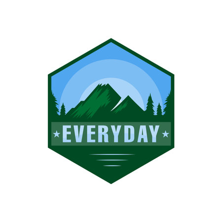 everyday logo, with sun, mountain, etcのイラスト素材