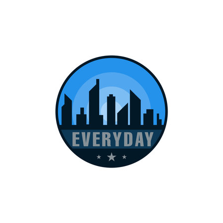 everyday logo, with sun, mountain, etcのイラスト素材