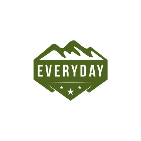 everyday logo, with sun, mountain, etcのイラスト素材