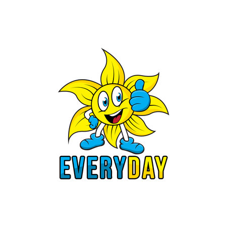everyday logo, with sun, mountain, etcのイラスト素材