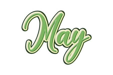 MAY hand drawn lettering on white background. Vector illustration.のイラスト素材