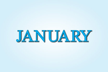 JANUARY written in blue on a light blue background.のイラスト素材