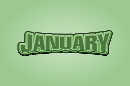 January Text for Title or Headline. In 3D Fancy Fun and Futuristic styleのイラスト素材