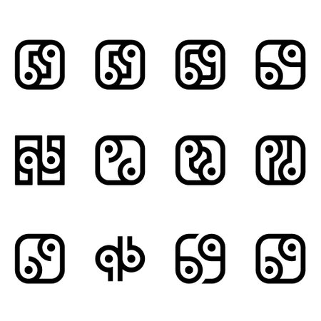 Set of black and white vector icons on white background. Vector illustration.のイラスト素材