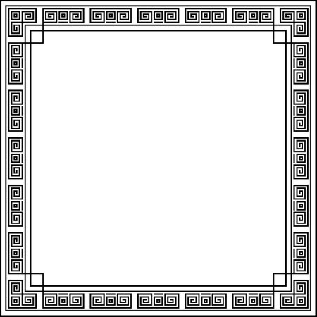 Border frame line deco vector art simple line corner ancient ancient patternのイラスト素材