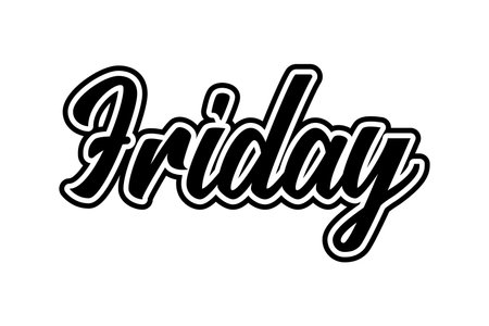 Friday. Vector hand drawn lettering phrase isolated on white background.のイラスト素材