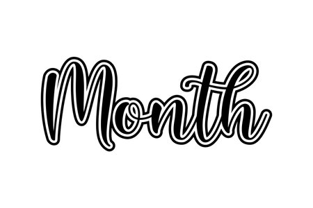 month. Hand drawn lettering. Handmade calligraphy. Vector illustration.のイラスト素材